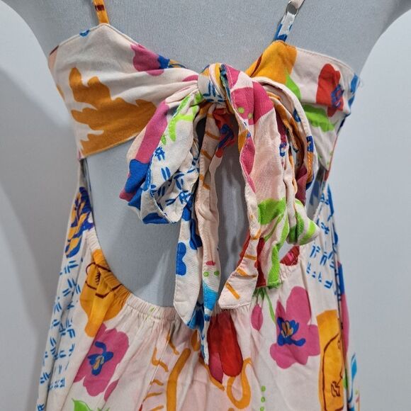 Paper Hearts Fun Colorful Cut Out Maxi Dress Sun Stars Floral Large Multi-Color - Picture 10 of 12